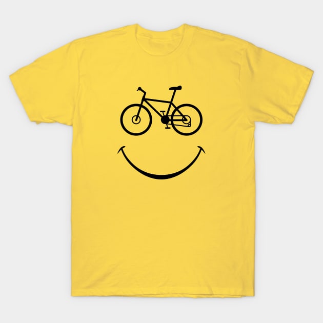 Happy Outdoor Adventure Mountain Trail Bike Smiling Face T-Shirt by hobrath